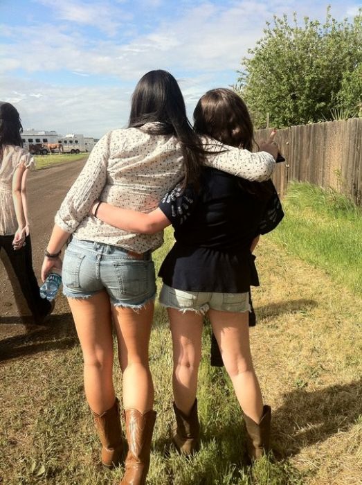 young girl in jean shorts