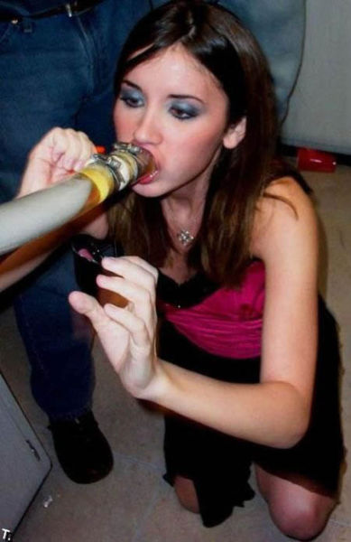 young girl with a beer bong