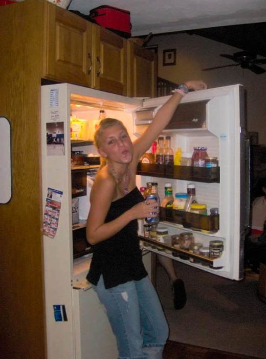 young college girl on the fridge