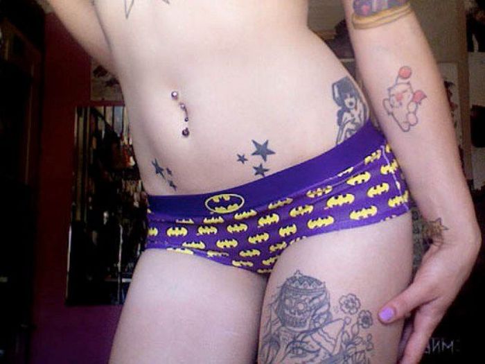 girl wearing superhero panties