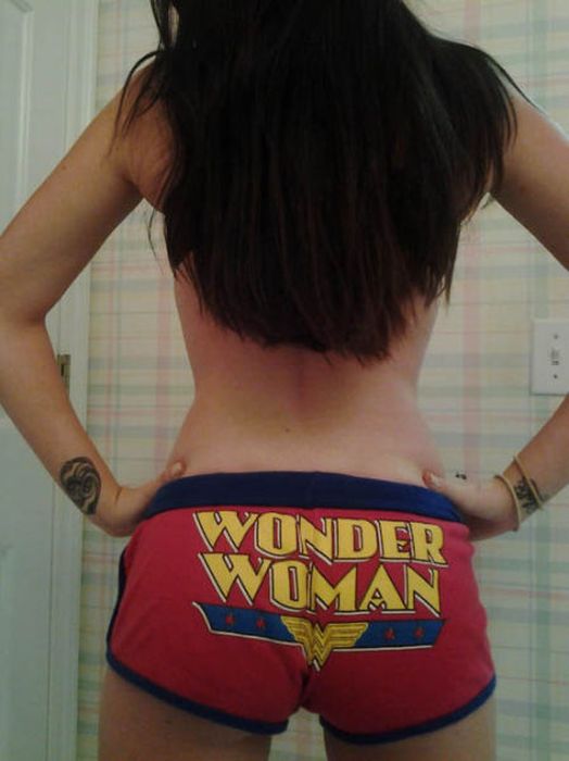 girl wearing superhero panties