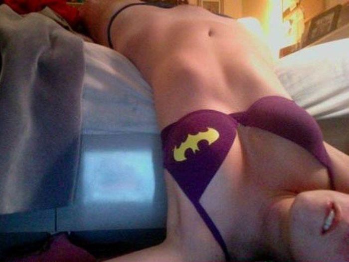 girl wearing superhero panties