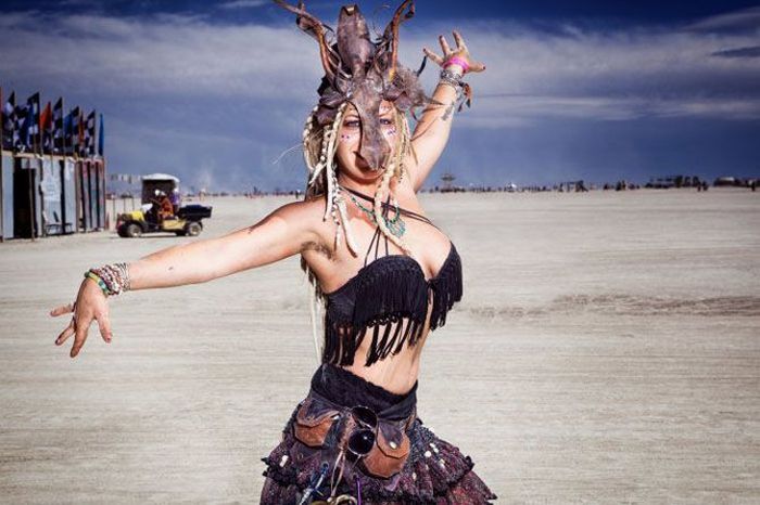 Burning man girls, Black Rock Desert, Nevada, United States