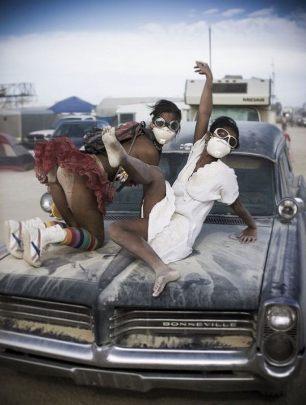 Burning man girls, Black Rock Desert, Nevada, United States