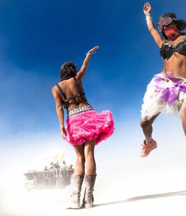 Burning man girls, Black Rock Desert, Nevada, United States