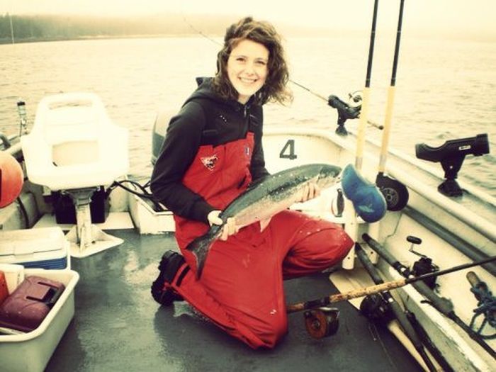 young fishing girl