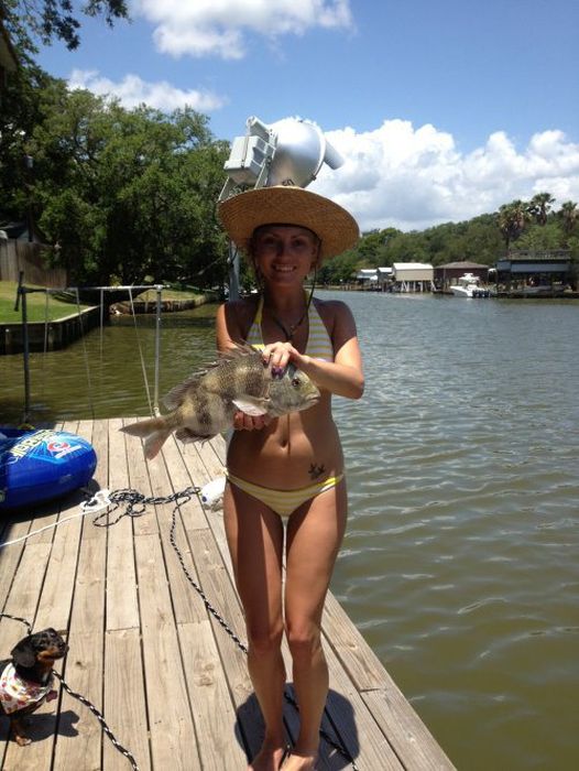 young fishing girl