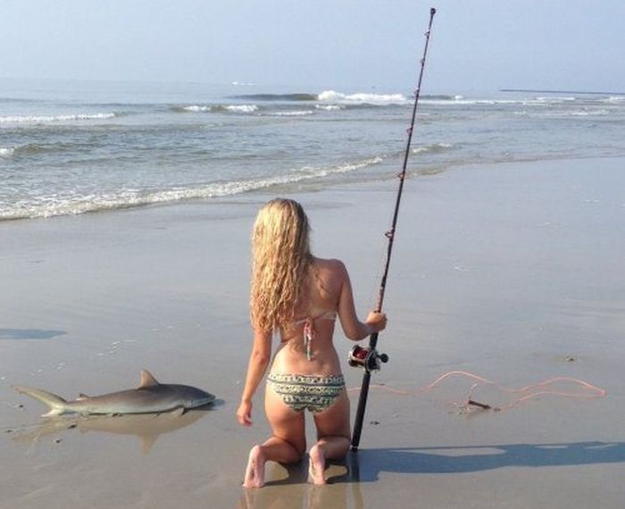 young fishing girl