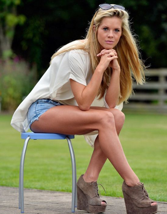 young girl in jean shorts