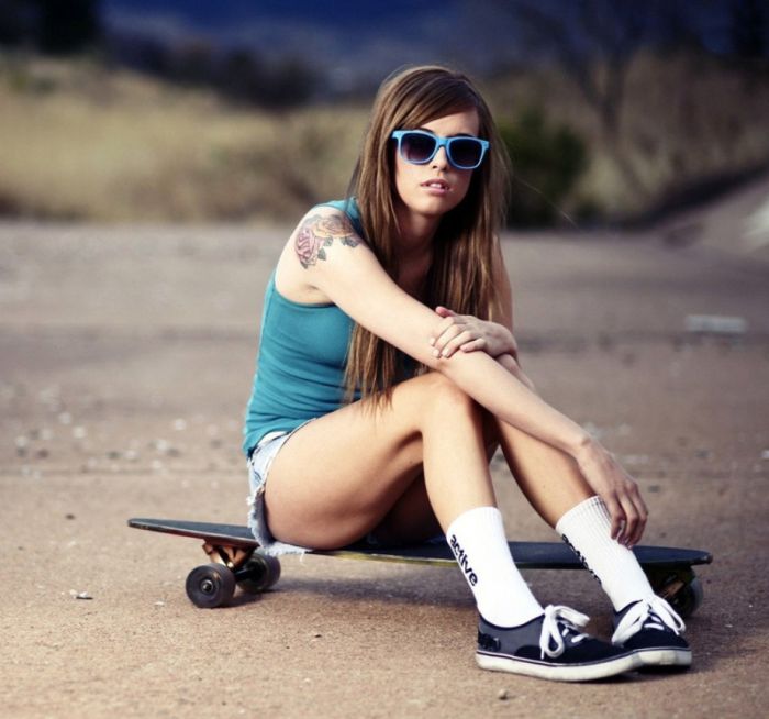 young girl in jean shorts