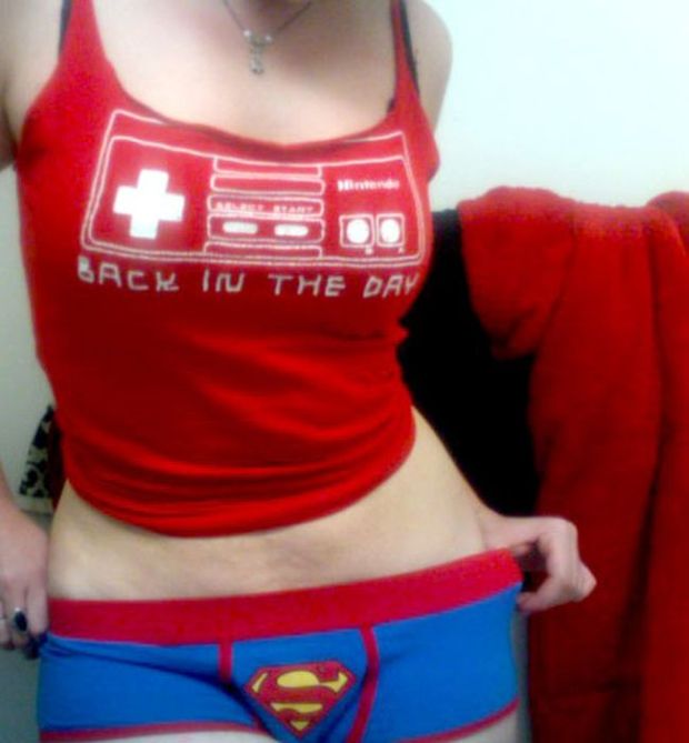 girl wearing superhero panties