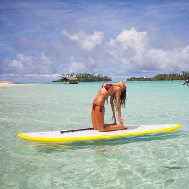 paddle board yoga surfing girl