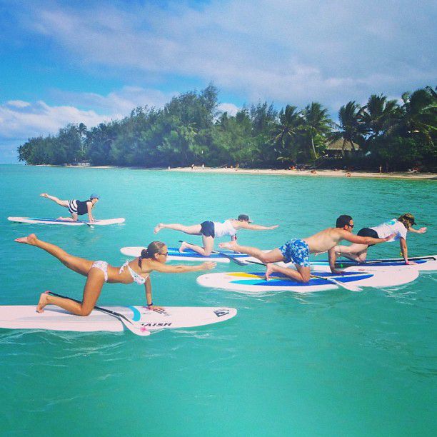 paddle board yoga surfing girl