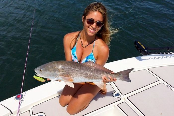 young fishing girl