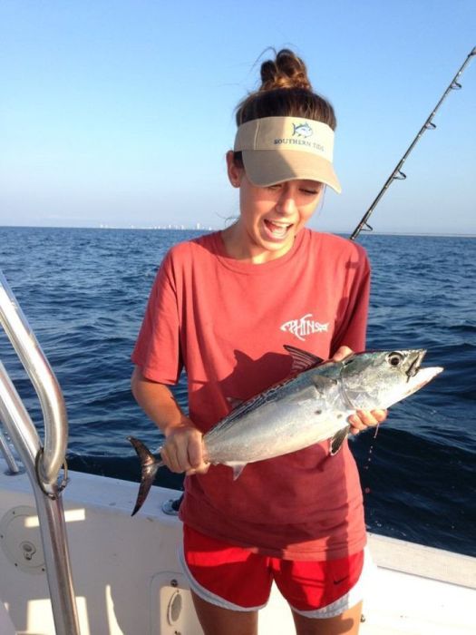 young fishing girl