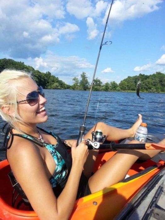 young fishing girl