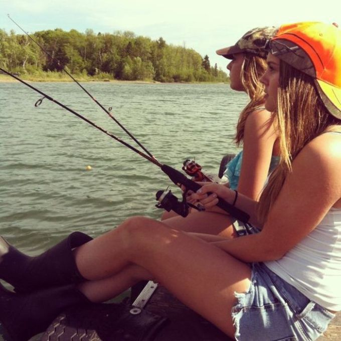 young fishing girl