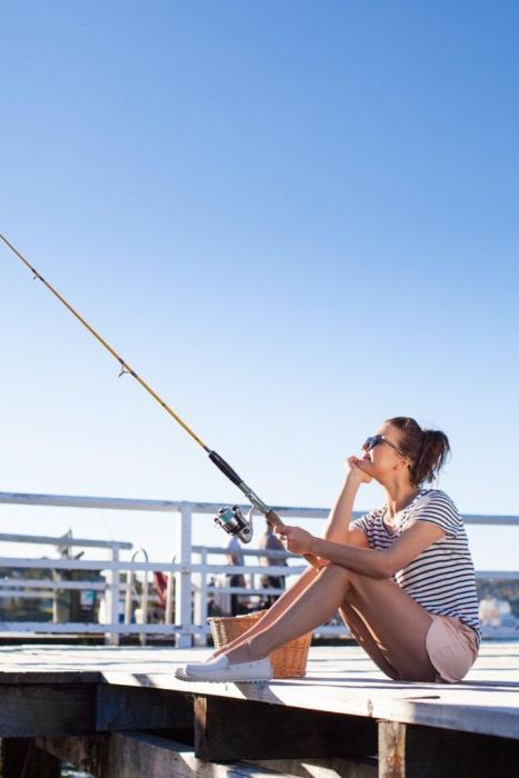 young fishing girl