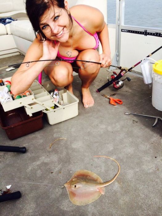 young fishing girl