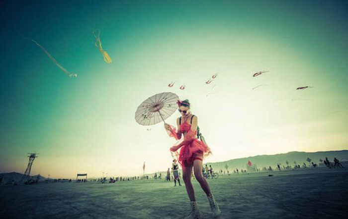 Burning man girls, Black Rock Desert, Nevada, United States