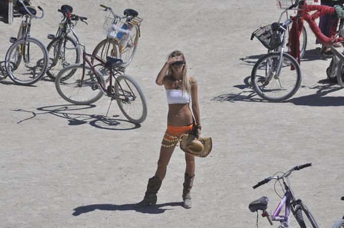 Burning man girls, Black Rock Desert, Nevada, United States