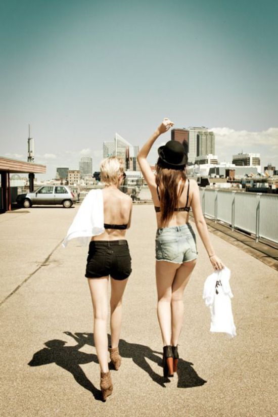 young girl in jean shorts