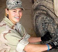 People & Humanity: girl in a military