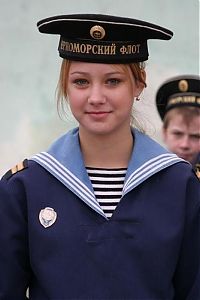 People & Humanity: girl in a military