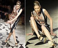 People & Humanity: models falling on the catwalk