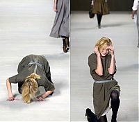 People & Humanity: models falling on the catwalk