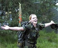 People & Humanity: girl in a military