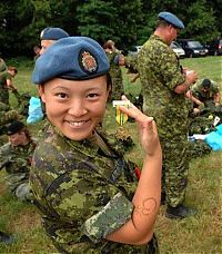 People & Humanity: girl in a military