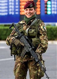 People & Humanity: girl in a military