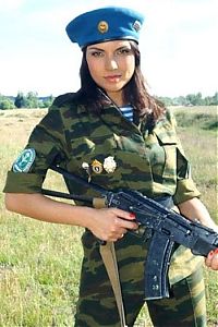 People & Humanity: girl in a military