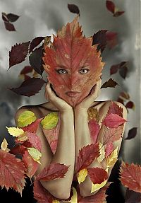 People & Humanity: girl with leaves