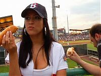 People & Humanity: girl eating hot dog