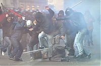 People & Humanity: Protesters clashes against Silvio Berlusconi, Rome, Italy