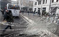 People & Humanity: Protesters clashes against Silvio Berlusconi, Rome, Italy