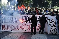 People & Humanity: Protesters clashes against Silvio Berlusconi, Rome, Italy