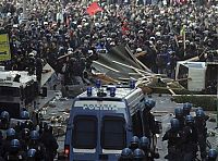 People & Humanity: Protesters clashes against Silvio Berlusconi, Rome, Italy