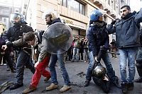 People & Humanity: Protesters clashes against Silvio Berlusconi, Rome, Italy