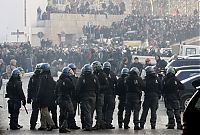 People & Humanity: Protesters clashes against Silvio Berlusconi, Rome, Italy