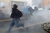 People & Humanity: Protesters clashes against Silvio Berlusconi, Rome, Italy