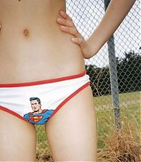 People & Humanity: girl wearing superhero panties