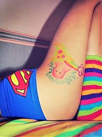 People & Humanity: girl wearing superhero panties