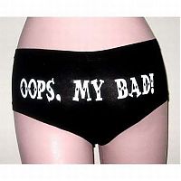 People & Humanity: texts written on buttocks clothing