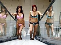 People & Humanity: 100 girls in underwear at Lakeside Shopping Centre, Essex, England, United Kingdom