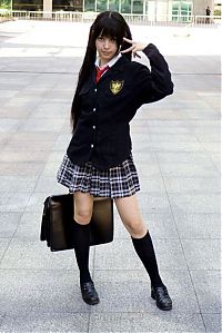 People & Humanity: girl in school uniform outfit