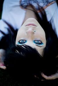 People & Humanity: black haired girl with blue eyes