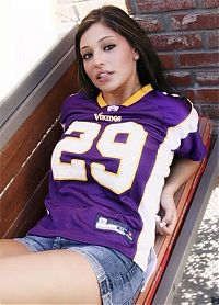 People & Humanity: young college girl wearing sport jersey